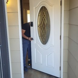 Adam working the lever and smart locks.