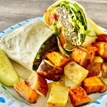 Kristina's Kitchen - Black Bean Butger Wrap & Side of Potatoes - Breakfast & Brunch Near Me - Millville, Delaware