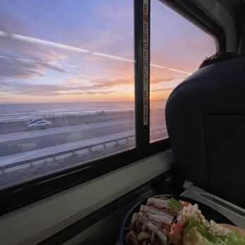 Chad's - Enjoying my leftovers of Club Sandwich on the train - Breakfast & Brunch Near Me - Santa Barbara, California