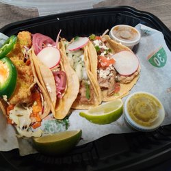 Tacos la Carretera - Crispy Fish, Brisket, Caritas & Cochita