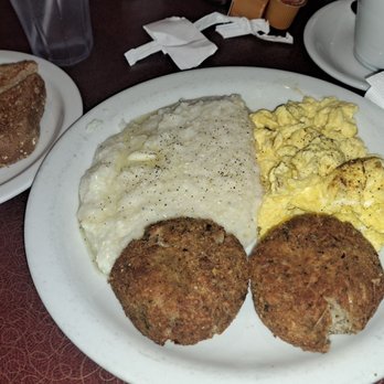 Lois the Pie Queen - Salmon croquettes, grits and eggs - Desserts Near Me - Oakland, California