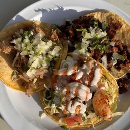 Shrimp, carnitas, + Adobado mini tacos Shrimp, carnitas, + Adobado mini tacos