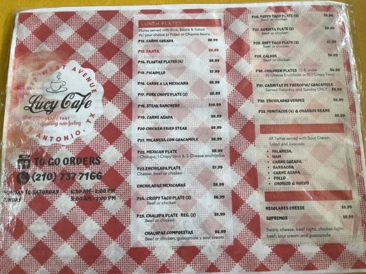 Menu photo 2 Lucy's Cafe San Antonio, TX