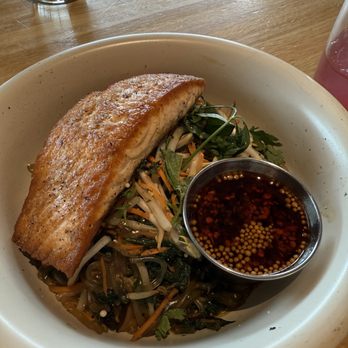 True Food Kitchen - Korean noodle bowl with salmon - New American Near Me - Austin, Texas