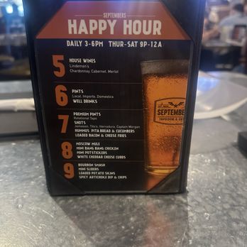September’s Taproom & Eatery - Happy hour menu - Sports Bars Near Me - Rialto, California September’s Taproom & Eatery - Happy hour menu - Sports Bars Near Me - Rialto, California