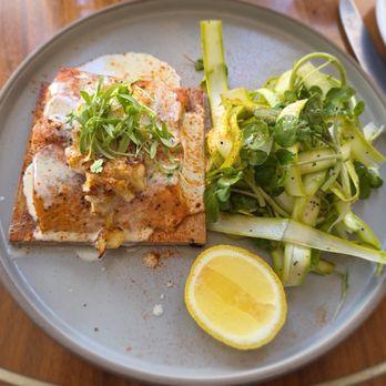 Pergola - Cedar Plank Salmon Oscar with shaved asparagus - Coffee & Tea Near Me - Philadelphia, Pennsylvania