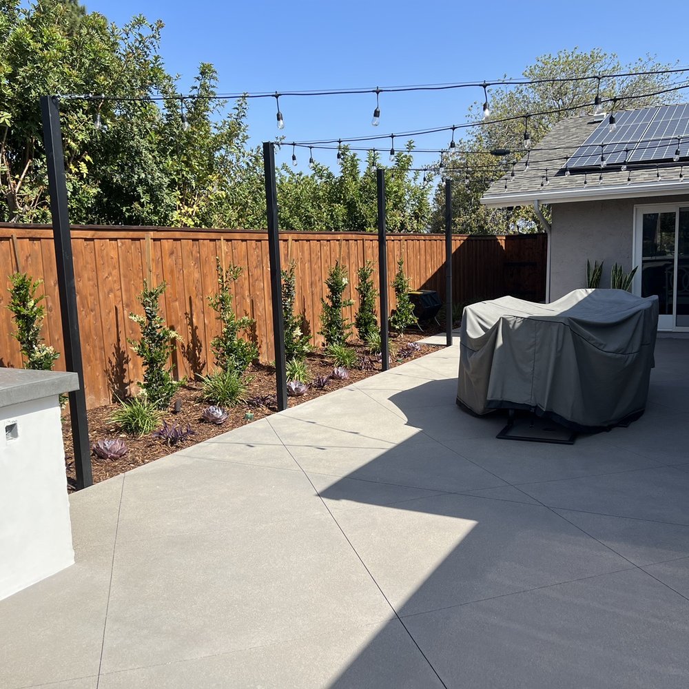 Promised Path Landscaping - New concrete, poles with string market lights, and plants - Irrigation Near Me - Chula Vista, California