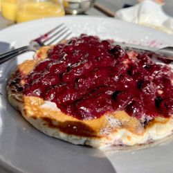 Mike’s All Day Breakfast - Blueberry pancake with blueberry compote we shared.