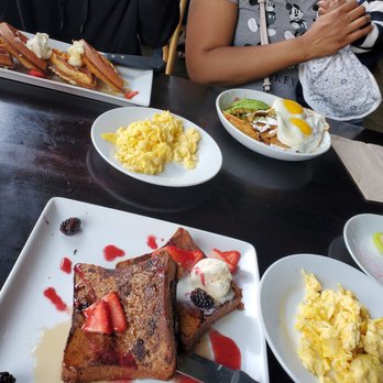 The State - French Toast and Belgium Waffle w/ a side of scrabble eggs and Chilaquiles. - Whiskey Bars Near Me - Rancho Cucamonga, California The State - French Toast and Belgium Waffle w/ a side of scrabble eggs and Chilaquiles. - Whiskey Bars Near Me - Rancho Cucamonga, California