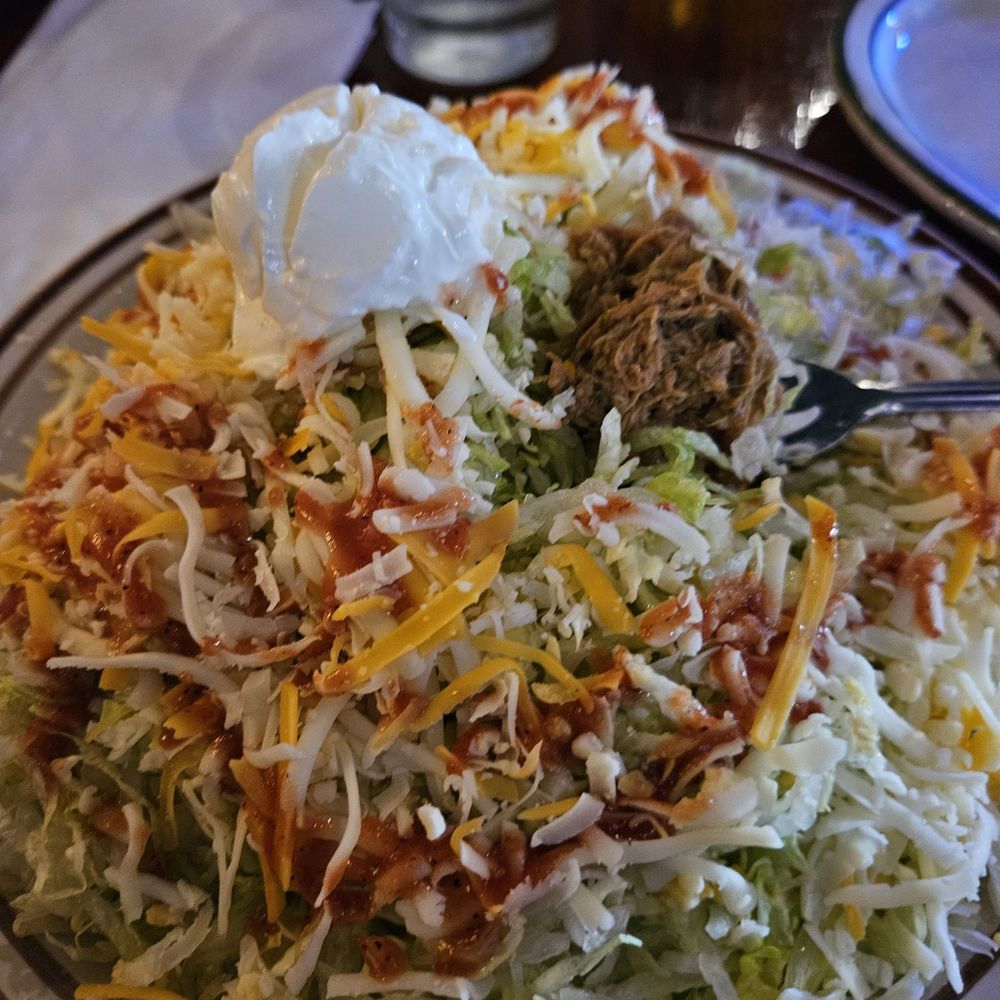Super Mex - Tostada with shredded beef. - Mexican Near Me - Fullerton, California Super Mex - Tostada with shredded beef. - Mexican Near Me - Fullerton, California
