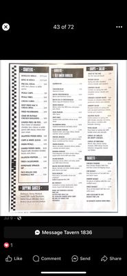 Menu photo 2 Tavern 1836 Westphalia, MI