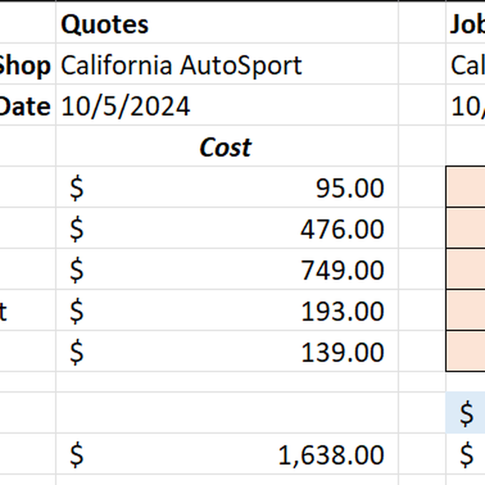 Excel sheet of items Excel sheet of items