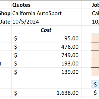 California Auto Sport - Excel sheet of items - Auto Repair Near Me - Manteca, California California Auto Sport - Excel sheet of items - Auto Repair Near Me - Manteca, California