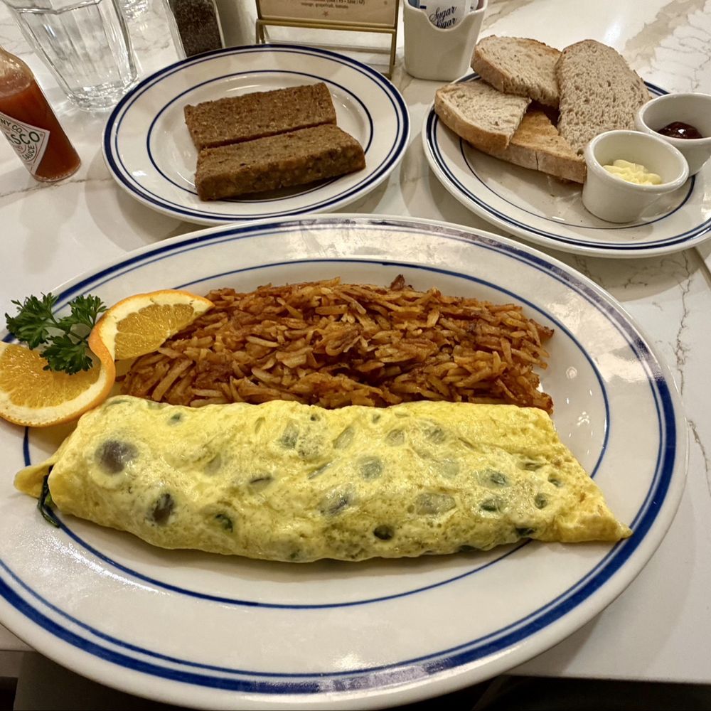 The Nassau Diner - Omelet with hash browns and a side of scrapple - American Near Me - Princeton, New Jersey The Nassau Diner - Omelet with hash browns and a side of scrapple - American Near Me - Princeton, New Jersey