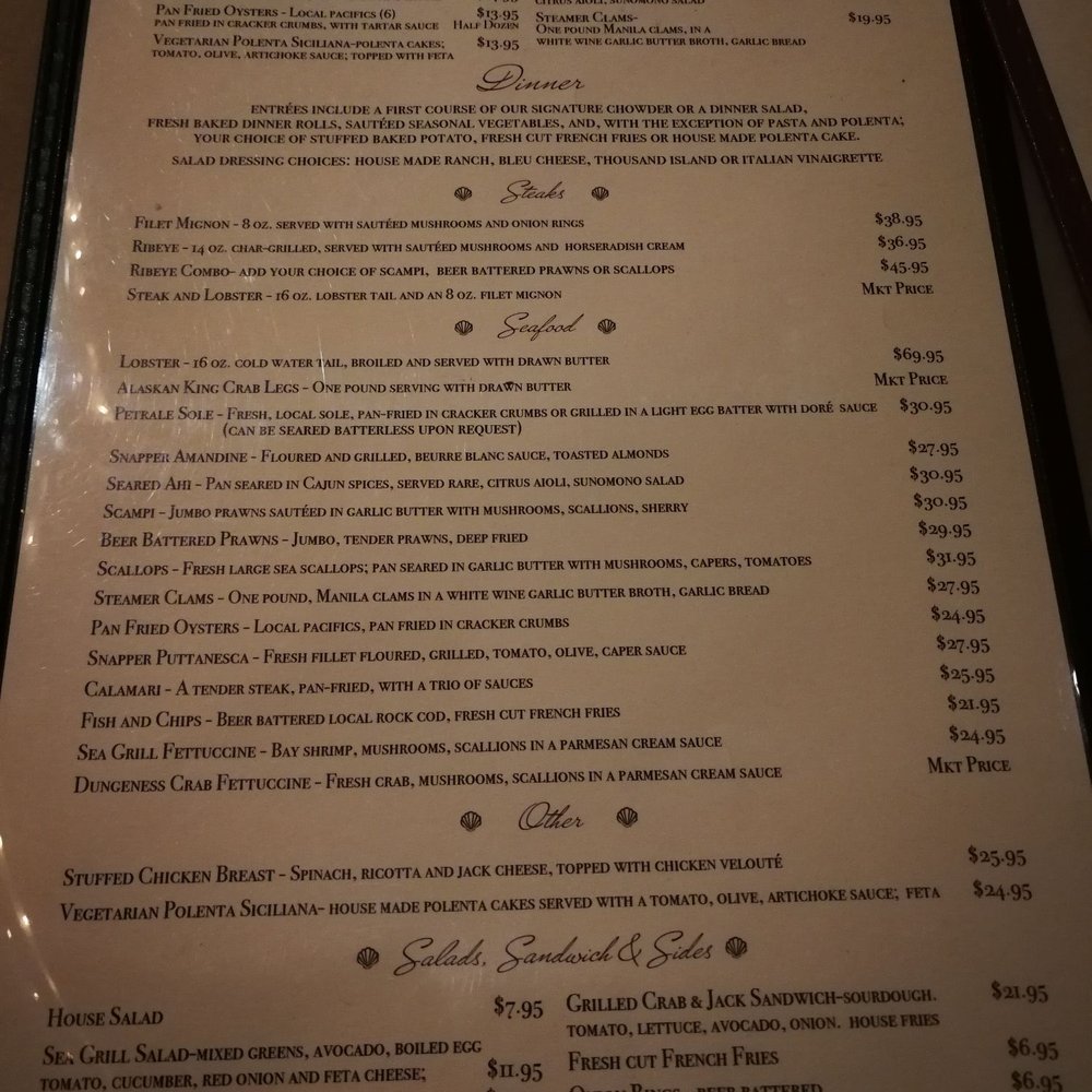 Eureka Sea Grill - Menu - Seafood Near Me - Eureka, California