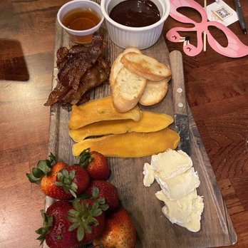 The Chocolate Martini Bar - Choccuterie Board  A beautiful selection of fruit, brie, candied bacon, bread and honey to share with your honey! - Cocktail Bars Near Me - Pooler, Georgia