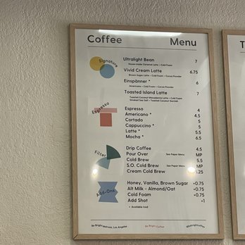 Be Bright Coffee - Coffee Menu - Coffee & Tea Near Me - Los Angeles, California