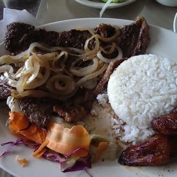 Florida Restaurant - Palomilla steak, rice, beans and fried platanos. - Cuban Near Me - Downey, California Florida Restaurant - Palomilla steak, rice, beans and fried platanos. - Cuban Near Me - Downey, California