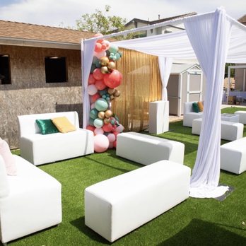 Lounge Party Rentals - Lounge furniture, cabana, and gold sequin backdrop - Party Equipment Rentals Near Me Lounge Party Rentals - Lounge furniture, cabana, and gold sequin backdrop - Party Equipment Rentals Near Me
