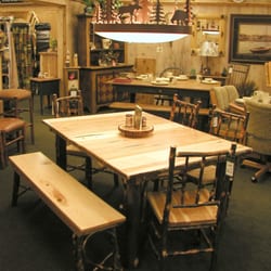 TimberCreek Furniture - Hickory log table and chairs hand made by the Amish. A wonder full solid hickory table and chair set any size available!