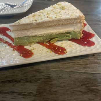 Moussaka Mediterranean Kitchen - ( wrong desert given) This was not on our menu. May be this is pistachio cake - Mediterranean Near Me - San Leandro, California Moussaka Mediterranean Kitchen - ( wrong desert given) This was not on our menu. May be this is pistachio cake - Mediterranean Near Me - San Leandro, California