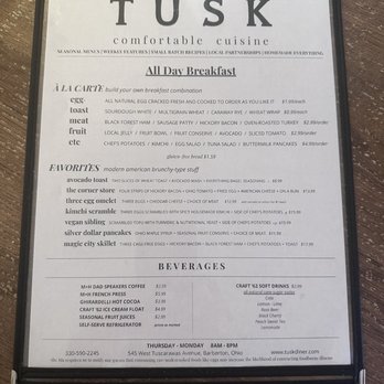 TUSK - Menu Side 1 as of 3-6-26 - Breakfast & Brunch Near Me - Barberton, Ohio TUSK - Menu Side 1 as of 3-6-26 - Breakfast & Brunch Near Me - Barberton, Ohio