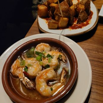 Barcelona Wine Bar - Grilled shrimp and potatoes Bravas with the sauce on the side - Wine Bars Near Me - Minneapolis, Minnesota Barcelona Wine Bar - Grilled shrimp and potatoes Bravas with the sauce on the side - Wine Bars Near Me - Minneapolis, Minnesota