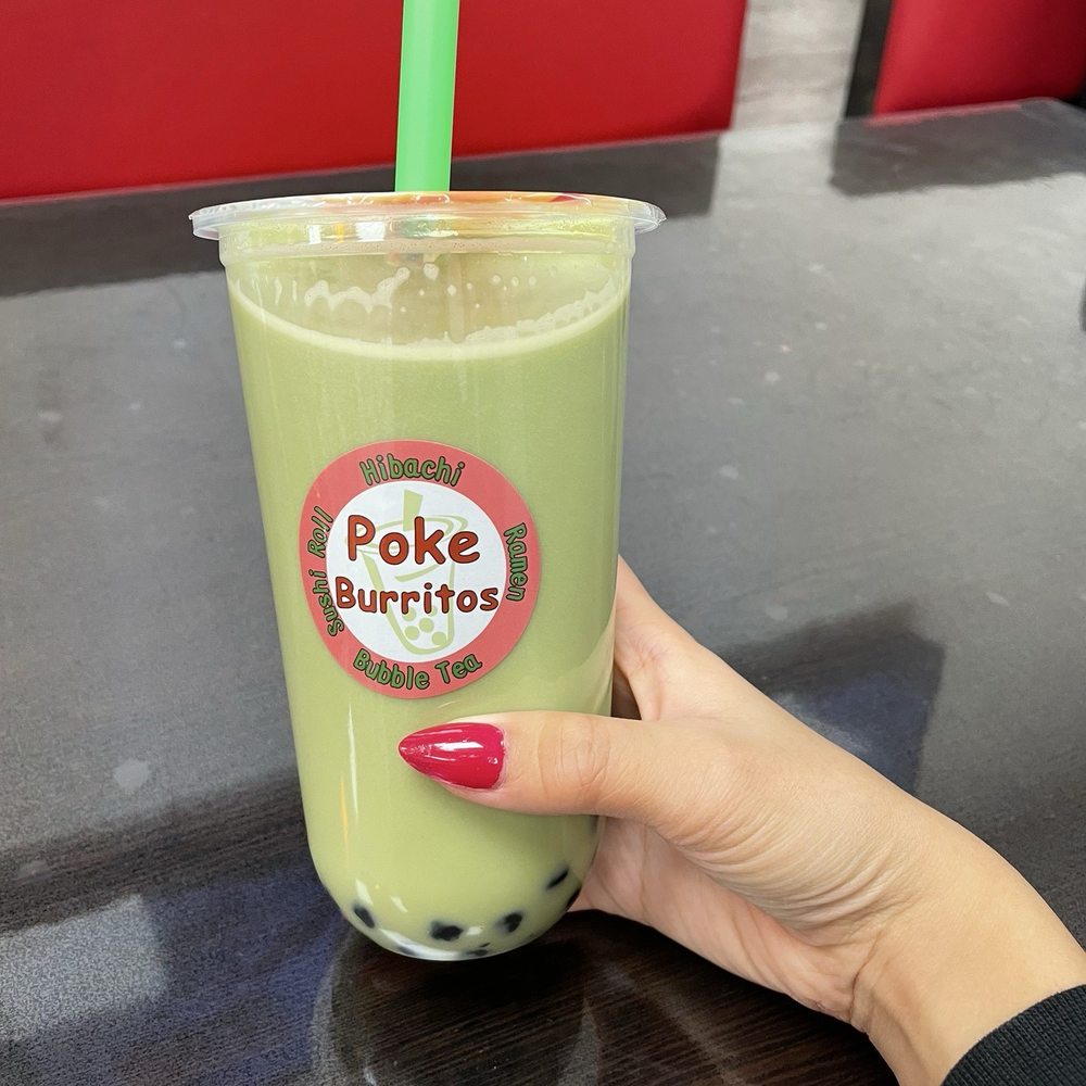 Matcha latte with tapioca (BEWARE!!)