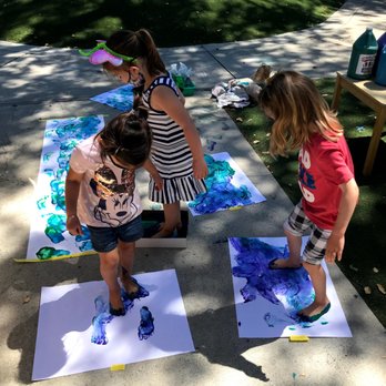 Grace Preschool - Barefoot painting and printing is a multi-sensory art and science experience as well an opportunity to share experiences with friends. - Preschools Near Me - Los Gatos, California