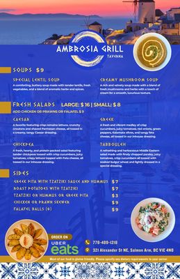 Menu photo 2 Ambrosia Grill Taverna Salmon Arm, BC Menu photo 2 Ambrosia Grill Taverna Salmon Arm, BC
