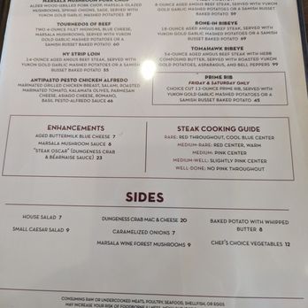 13moons Restaurant - Land and Sides menu. - Seafood Near Me - Anacortes, Washington