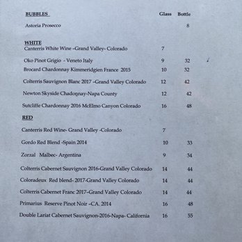 Prospector - Wine List - Desserts Near Me - Rico, Colorado