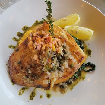 Amici Restaurant - Halibut, Mashed potatoes,  Sautéed spinach - Italian Near Me - Cherry Hill, New Jersey