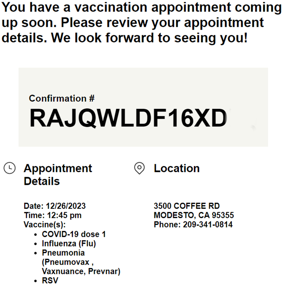The email I got (some alteration of the confirmation). The email I got (some alteration of the confirmation).