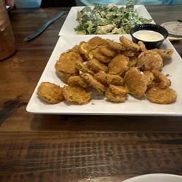Fried Pickles and Ceasar Salad