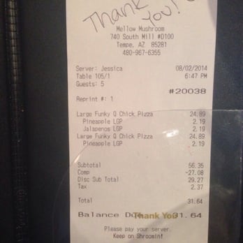 Mellow Mushroom - Whack reminder that the kitchen messed up our food. Thanks for the *comp* - Pizza Near Me - Tempe, Arizona