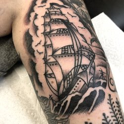Flying Dutchman Tattoo Parlor - Clipper ship by Bobby @bobbysunshinetattoos