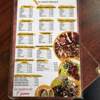 Tacos El Nuevo Poblano - Menu - Tacos Near Me - Tijuana, BCN Tacos El Nuevo Poblano - Menu - Tacos Near Me - Tijuana, BCN