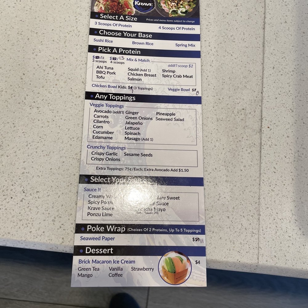 Krave - Menu 1 - Poke Near Me - Tulare, California Krave - Menu 1 - Poke Near Me - Tulare, California