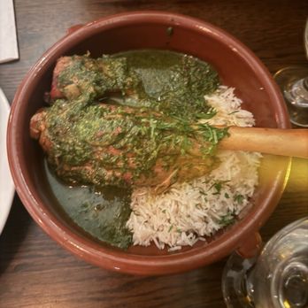 Cafe Mogador - Lamb Shank Tagine in green herb sauce - Moroccan Near Me - Brooklyn, New York