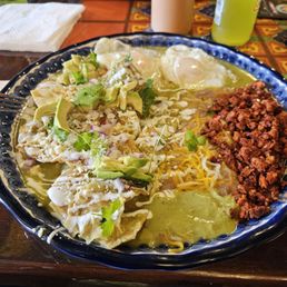 Huge plate of chilaquiles from Tr3s Leches