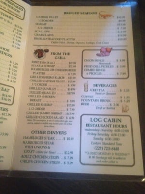 Menu photo 2 Log Cabin Restaurant Blakely, GA