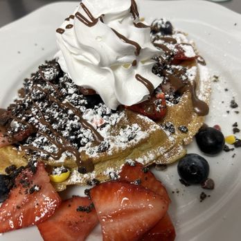 Capitol Waffle Shop - 1 Sweet Waffle - asked for Nutella drizzle instead of chocolate sauce - Breakfast & Brunch Near Me - Harrisonburg, Virginia Capitol Waffle Shop - 1 Sweet Waffle - asked for Nutella drizzle instead of chocolate sauce - Breakfast & Brunch Near Me - Harrisonburg, Virginia