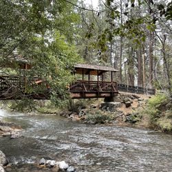 Creekside City Park - Rushing creek with the beautiful bridge