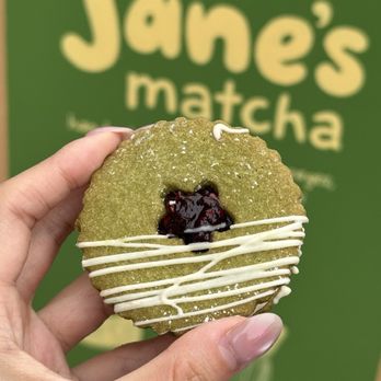 Jane's Matcha - Matcha & Raspberry Jam Linzer Cookie - Coffee & Tea Near Me - Jersey City, New Jersey Jane's Matcha - Matcha & Raspberry Jam Linzer Cookie - Coffee & Tea Near Me - Jersey City, New Jersey