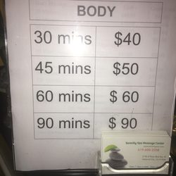 Serenity Spa Massage Center - New management prices