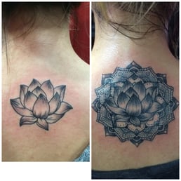 Young fixed my crooked lotus into a lotus mandala! Her line work is amazing :)