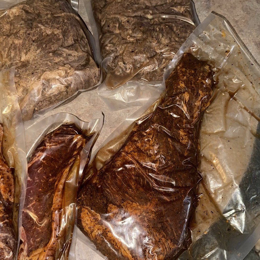 Ramey's Meats - 2 packages of carne up top, marinated steaks on the left, and the big boy tri tip on the right. - Meat Shops Near Me - Brawley, California Ramey's Meats - 2 packages of carne up top, marinated steaks on the left, and the big boy tri tip on the right. - Meat Shops Near Me - Brawley, California