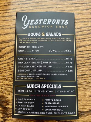 Menu photo 7 Yesterdays Sandwich Shop Weatherford, TX