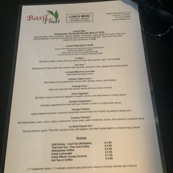 Basil Thai - Lunch menu. Going to try everything. - Thai Near Me - La Quinta, California Basil Thai - Lunch menu. Going to try everything. - Thai Near Me - La Quinta, California